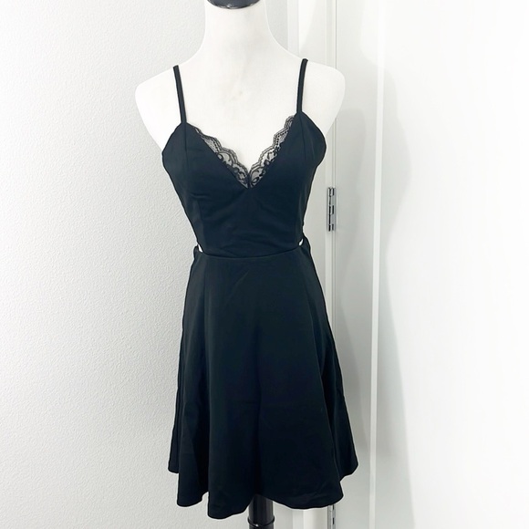Lulu's Lush Small Black Perfect Evening Lace Skater Mini Dress - Picture 2 of 16